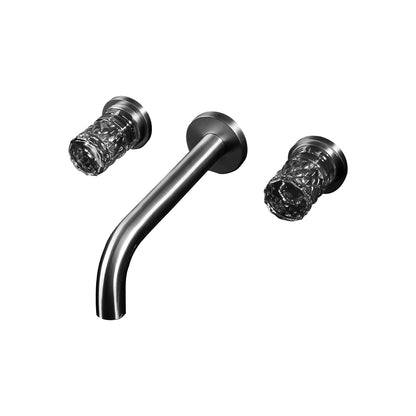 Fontana Aquitaine Double Crystal Handle Gun Gray Wall Mounted Basin Faucet