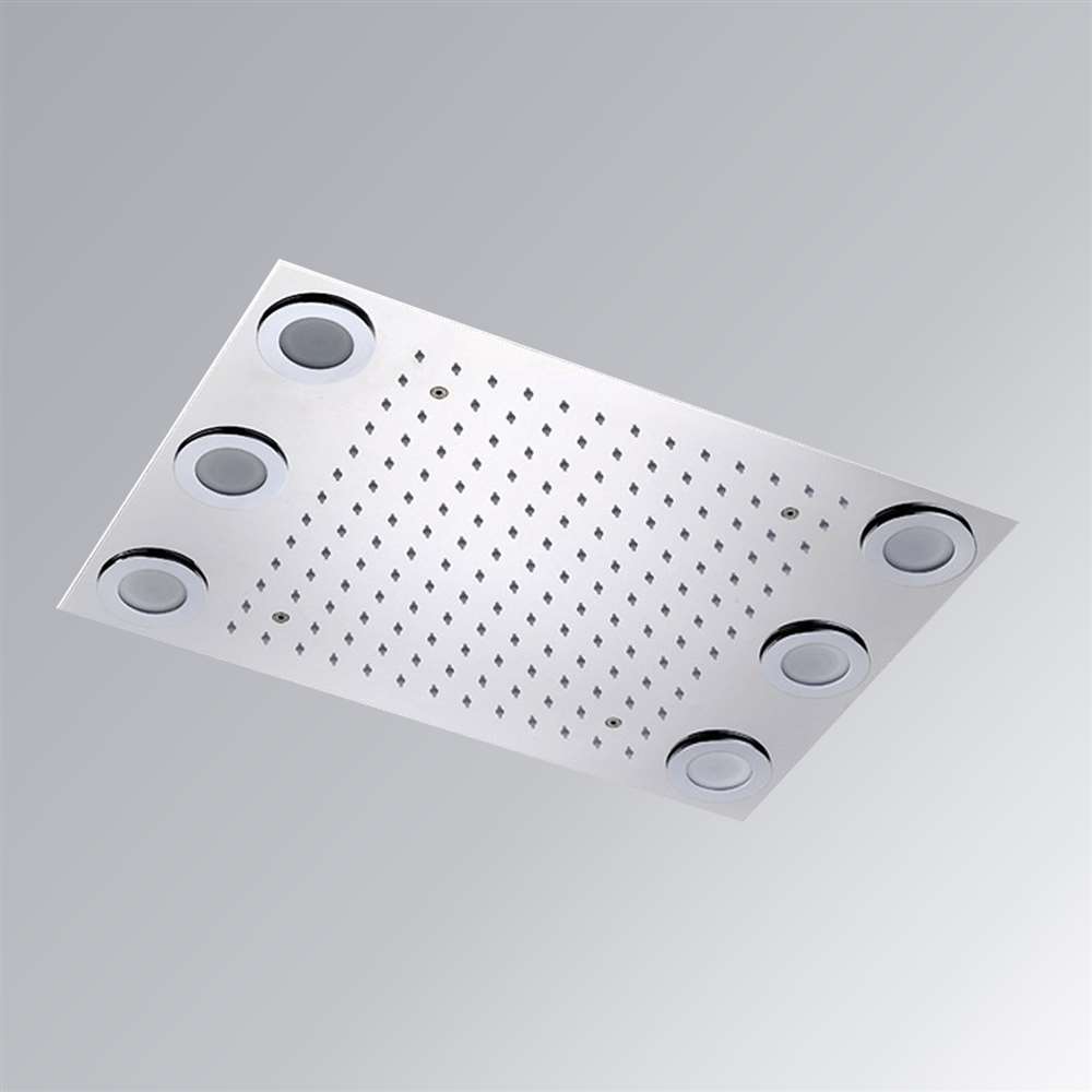 Fontana Atlanta Remote Controlled LED Recessed Ceiling Mount Chrome Stainless Steel Rainfall Showerhead