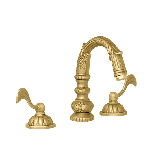 Fontana Aviles 8" Widespread 1.5 GPM Antique Deck Mounted Dual Handle Brushed Gold Sink Faucet
