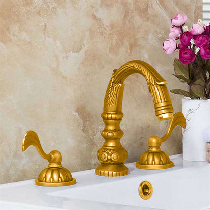 Fontana Aviles 8" Widespread 1.5 GPM Antique Deck Mounted Dual Handle Gold Sink Faucet