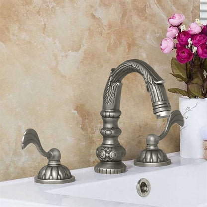 Fontana Aviles 8" Widespread 1.5 GPM Antique Deck Mounted Dual Handle Gun Metal Gray Sink Faucet