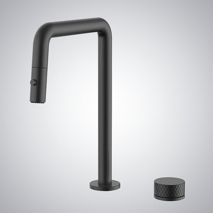 Fontana Beteta Single Handle Deck Mounted Pull Out Matte Black Faucet