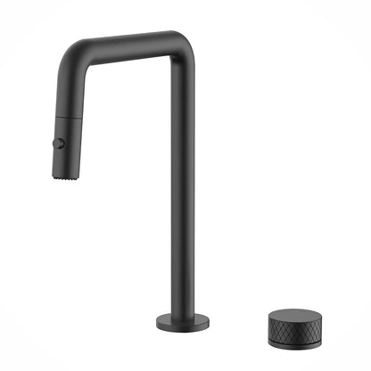 Fontana Beteta Single Handle Deck Mounted Pull Out Matte Black Faucet