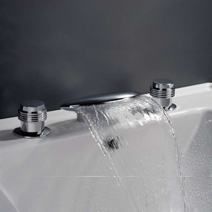 Fontana Billa Cascade Deck Mounted Chrome Bathtub Faucet