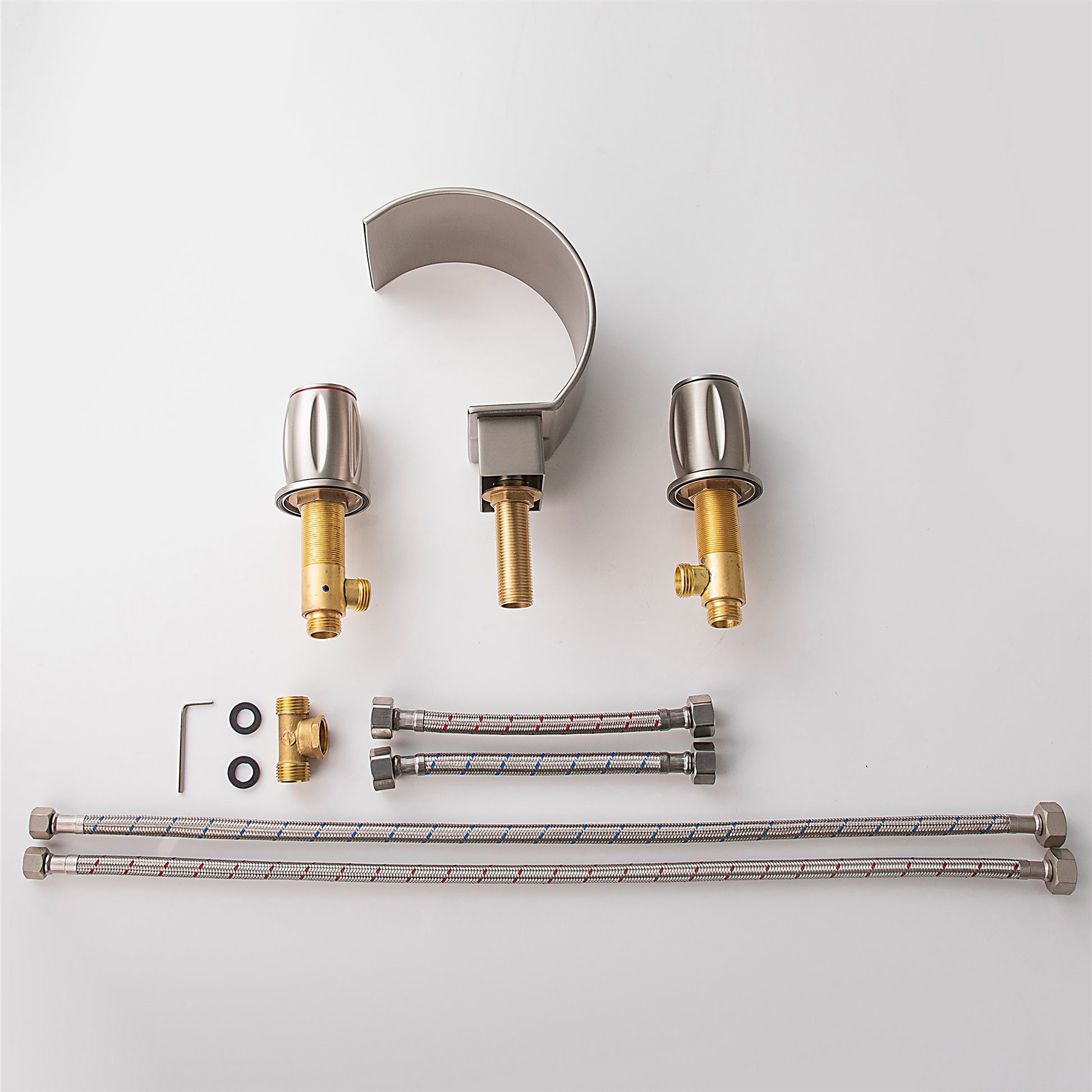 Fontana Bione 1.2 GPM Premium Thermostatic Deck Mounted Brushed Nickel Waterfall Faucet