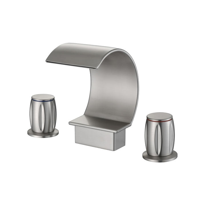 Fontana Bione 1.2 GPM Premium Thermostatic Deck Mounted Brushed Nickel Waterfall Faucet
