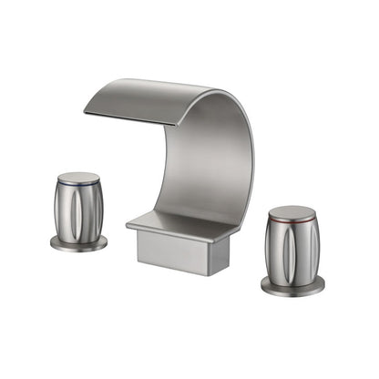 Fontana Bione 1.2 GPM Premium Thermostatic Deck Mounted Brushed Nickel Waterfall Faucet