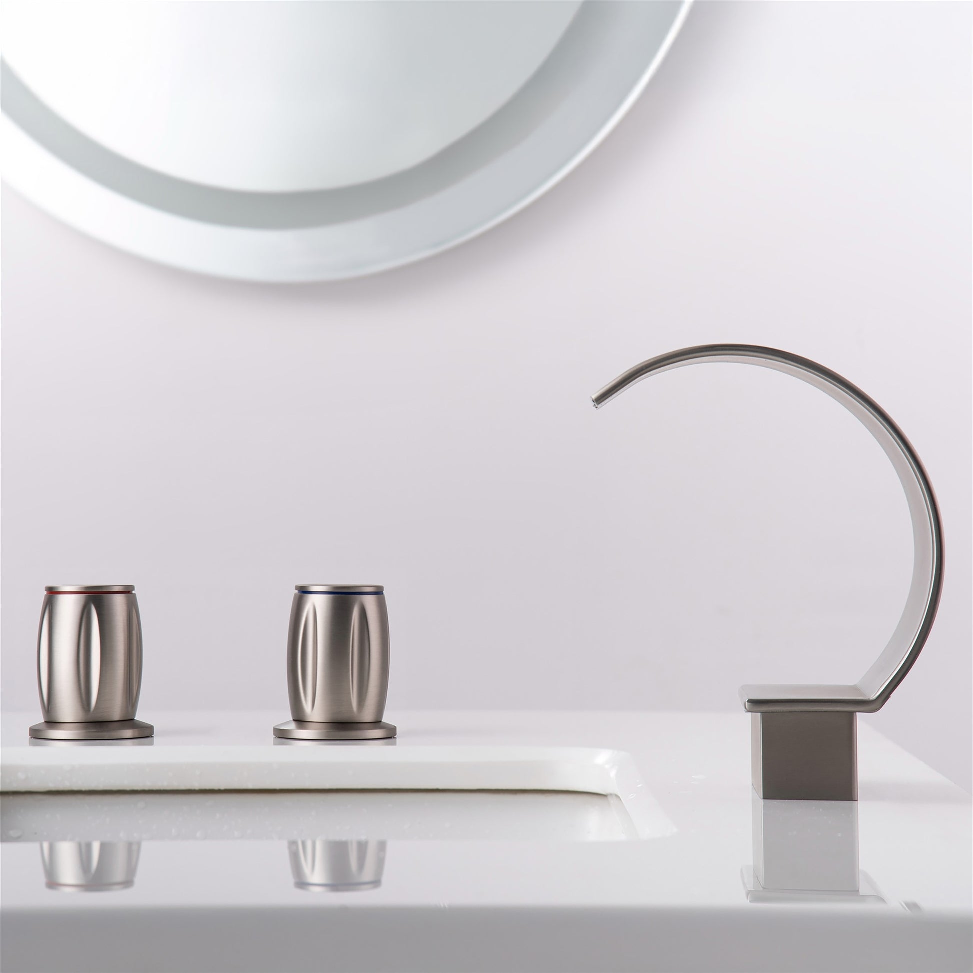 Fontana Bione 1.2 GPM Premium Thermostatic Deck Mounted Brushed Nickel Waterfall Faucet