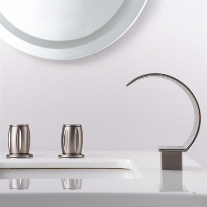 Fontana Bione 1.2 GPM Premium Thermostatic Deck Mounted Brushed Nickel Waterfall Faucet