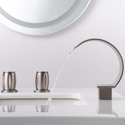 Fontana Bione 1.2 GPM Premium Thermostatic Deck Mounted Brushed Nickel Waterfall Faucet