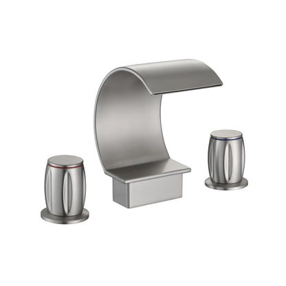 Fontana Bione 1.2 GPM Premium Thermostatic Deck Mounted Brushed Nickel Waterfall Faucet