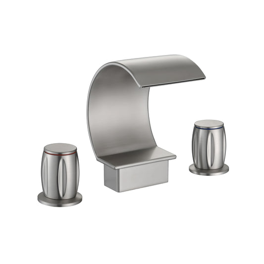 Fontana Bione 1.2 GPM Premium Thermostatic Deck Mounted Brushed Nickel Waterfall Faucet