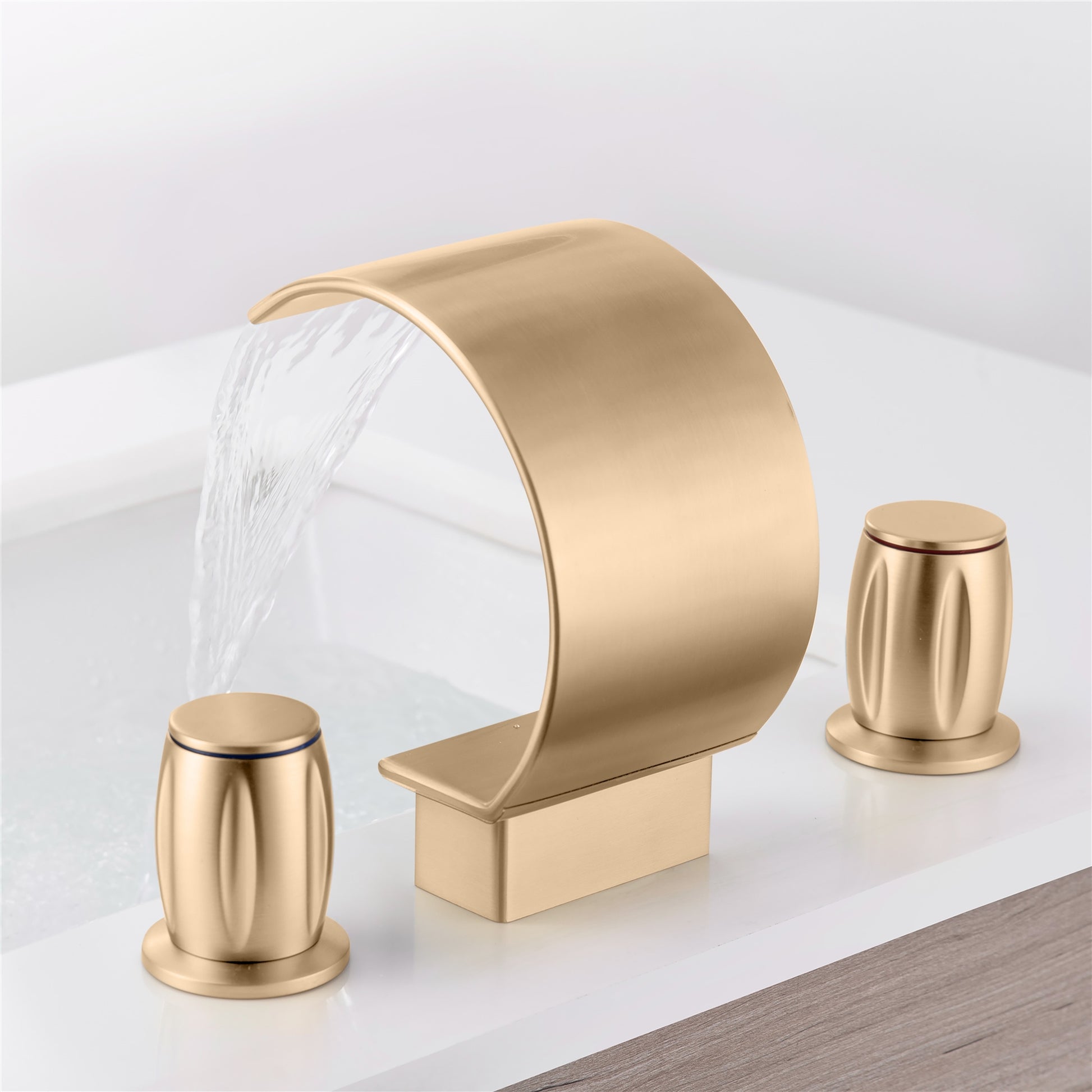 Fontana Bione 1.2 GPM Premium Thermostatic Deck Mounted Champagne Waterfall Faucet