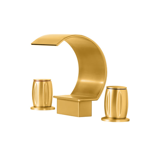 Fontana Bione 1.2 GPM Premium Thermostatic Deck Mounted Gold Waterfall Faucet