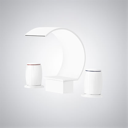 Fontana Bione 1.2 GPM Premium Thermostatic Deck Mounted Matte White Waterfall Faucet