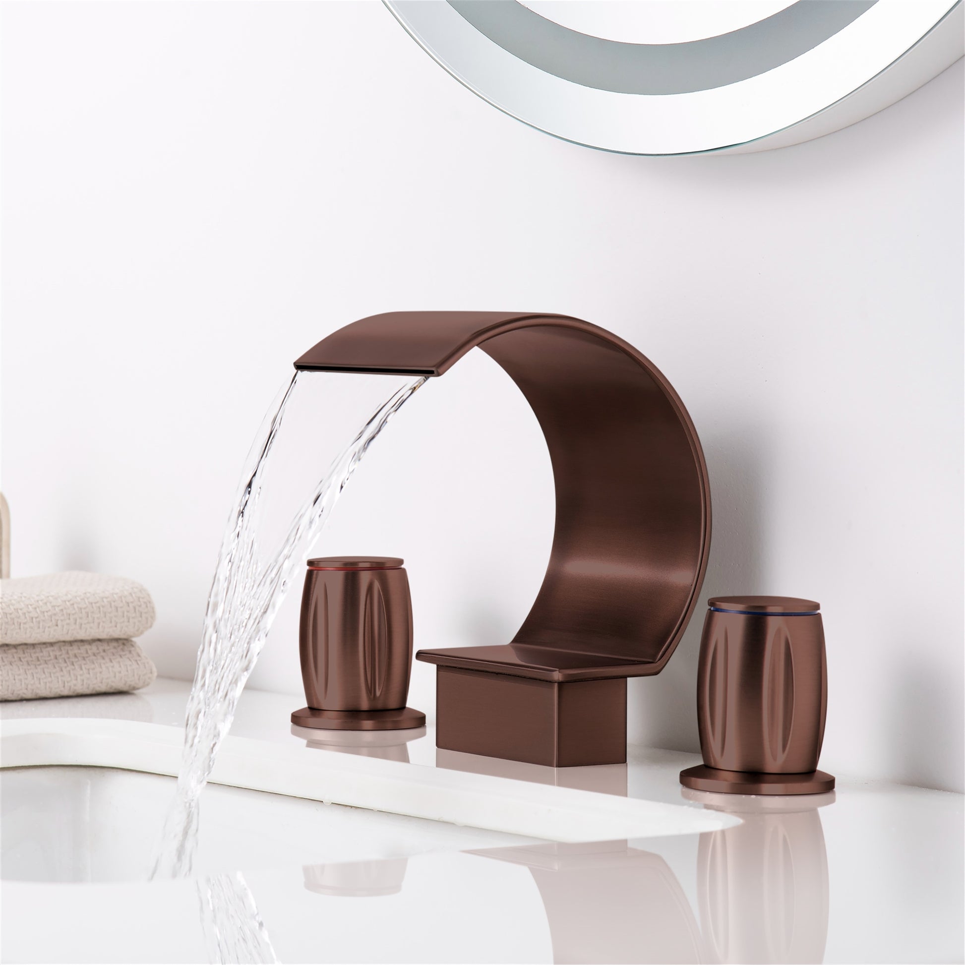 Fontana Bione 1.2 GPM Premium Thermostatic Deck Mounted Oil Rubbed Bronze Waterfall Faucet