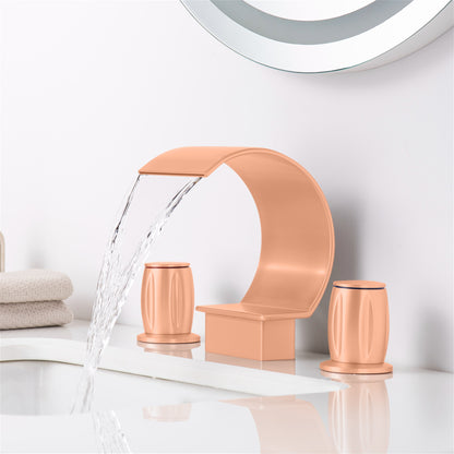 Fontana Bione 1.2 GPM Premium Thermostatic Deck Mounted Rose Gold Waterfall Faucet