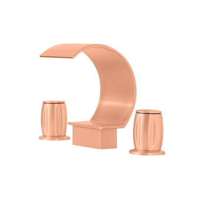 Fontana Bione 1.2 GPM Premium Thermostatic Deck Mounted Rose Gold Waterfall Faucet