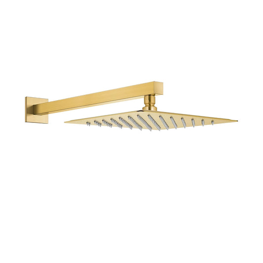 Fontana Borgo 16" Square Wall Mounted Brushed Gold Rainfall Shower Head