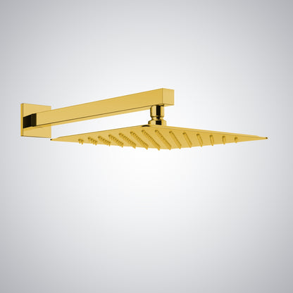 Fontana Borgo 16" Square Wall Mounted Gold Rainfall Shower Head