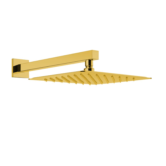 Fontana Borgo 16" Square Wall Mounted Gold Rainfall Shower Head