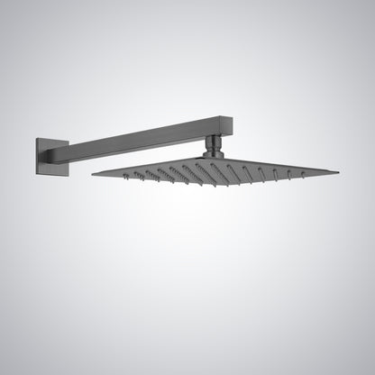 Fontana Borgo 16" Square Wall Mounted Gun Metal Gray Rainfall Shower Head