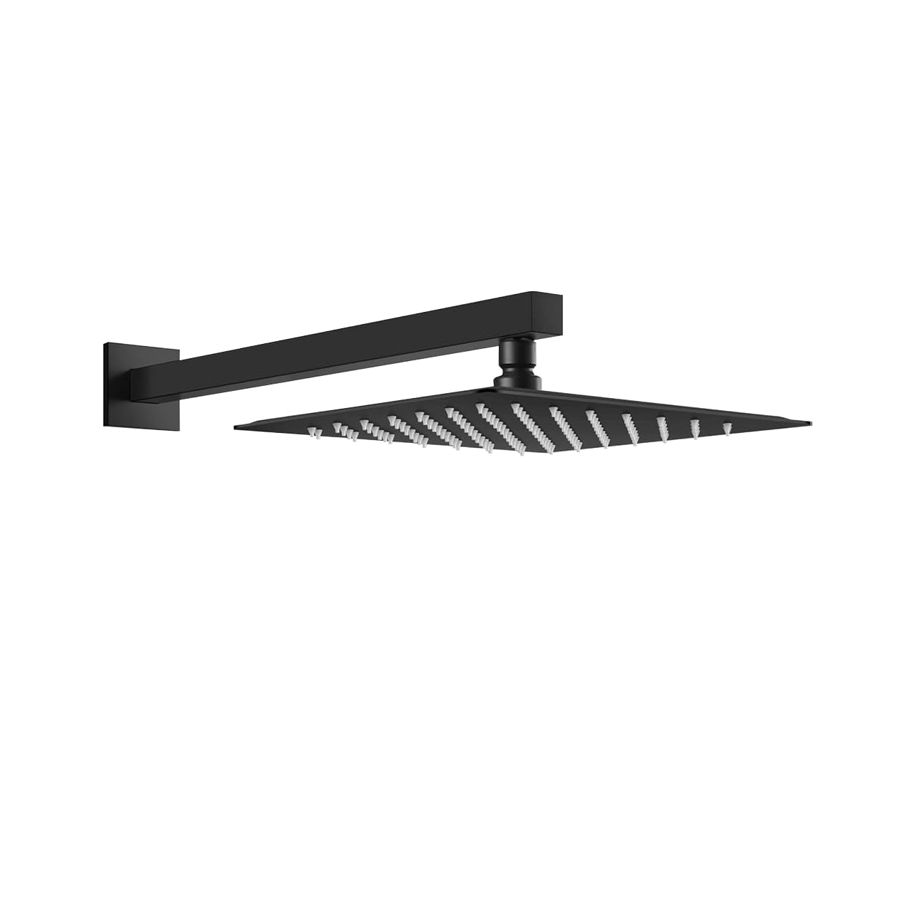 Fontana Borgo 16" Square Wall Mounted Matte Black Rainfall Shower Head