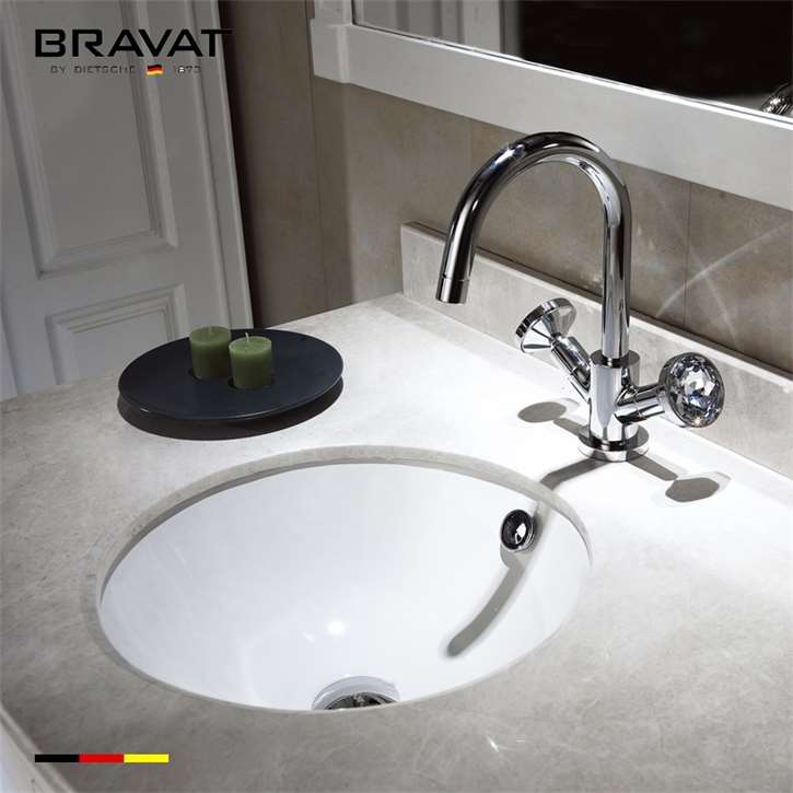 Fontana Bravat Ceramic White Round Undermount Sink