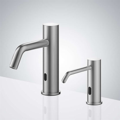 Fontana Brushed Nickel Commercial Touchless Sensor Faucet & Touchless Soap Dispenser