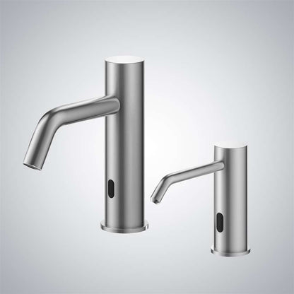 Fontana Brushed Nickel Commercial Touchless Sensor Faucet & Touchless Soap Dispenser