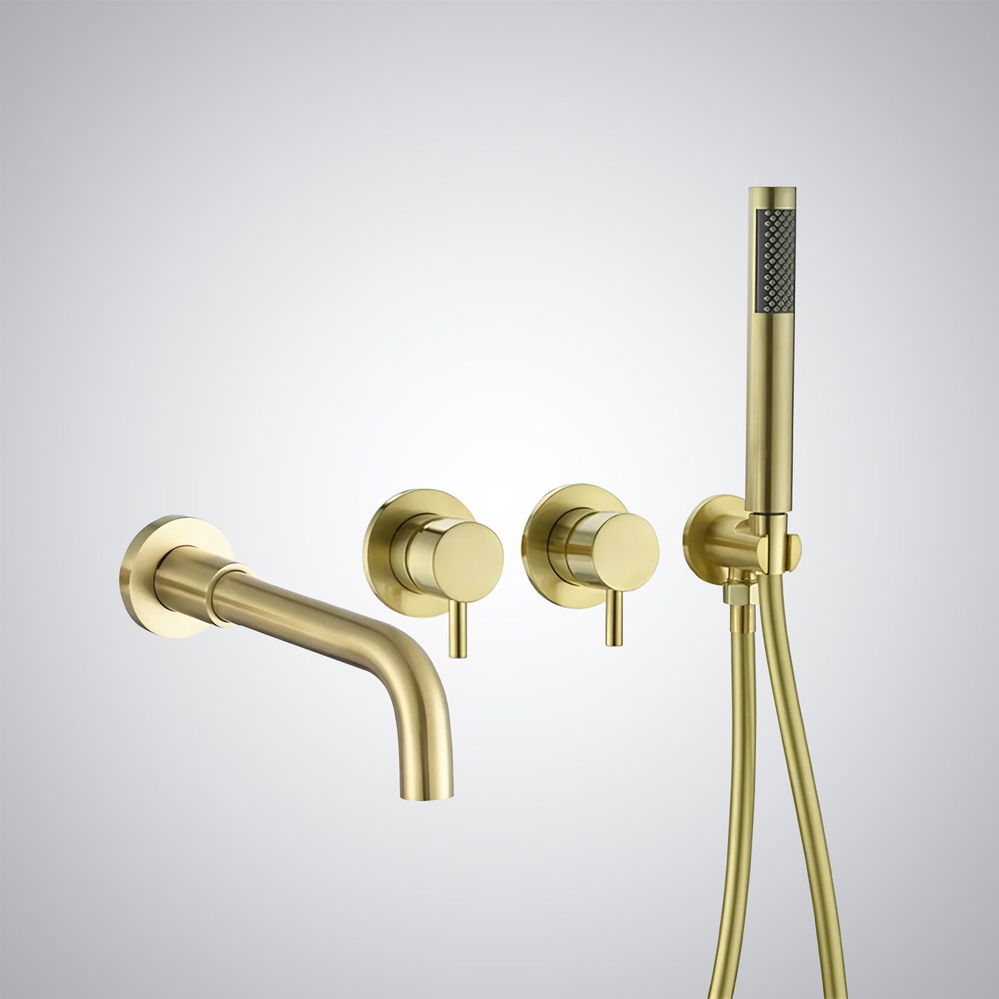 Fontana Calpe Dual Handle Brushed Gold Wall Mounted Bathtub Faucet