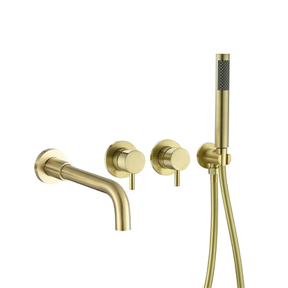 Fontana Calpe Dual Handle Brushed Gold Wall Mounted Bathtub Faucet