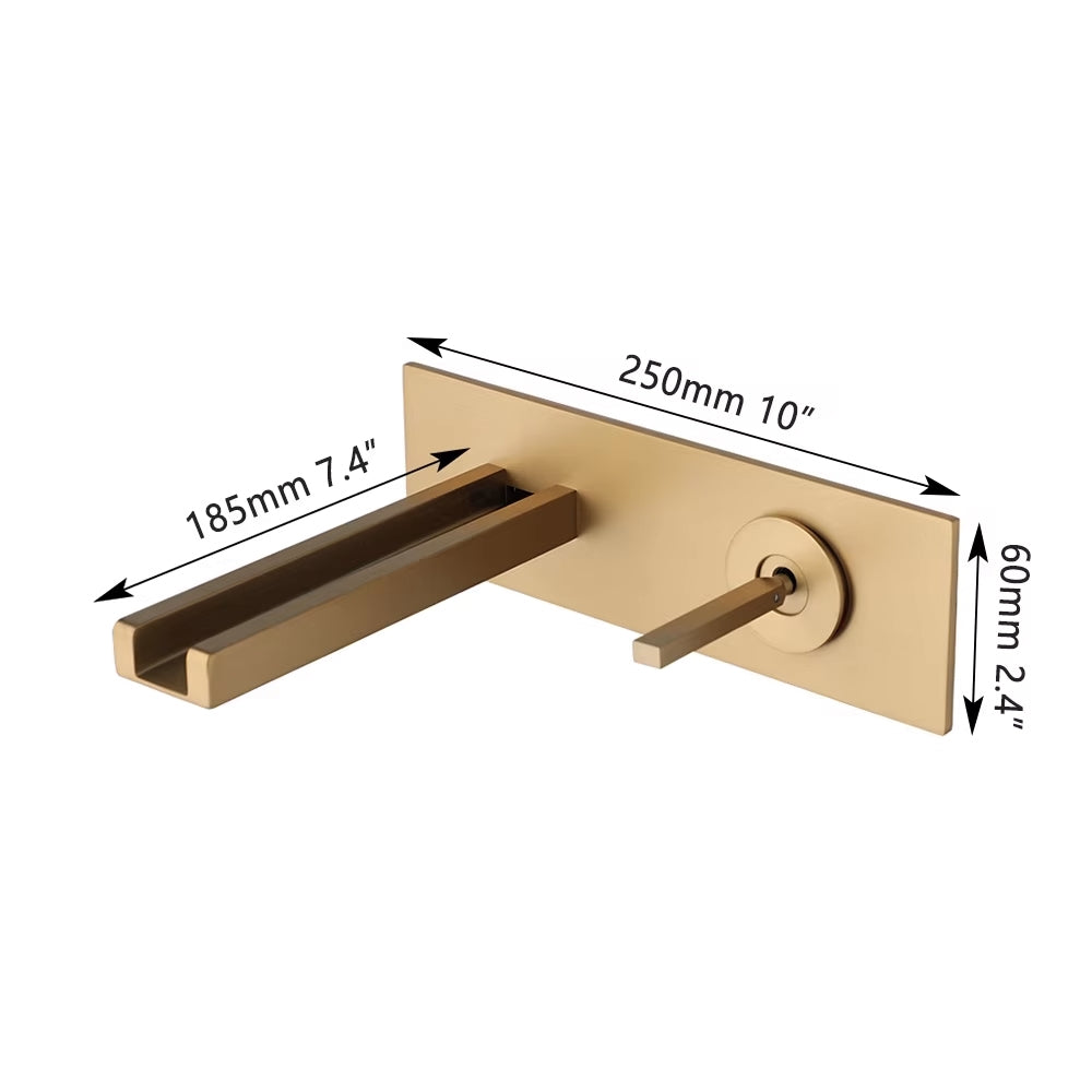Fontana Carino 2-Hole Mount Single Handle Wall Mounted Brushed Gold Waterfall Faucet