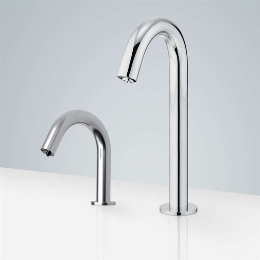 Fontana Carpi Touchless Motion Sensor Chrome Faucet and Automatic Deck Mount Soap Dispenser