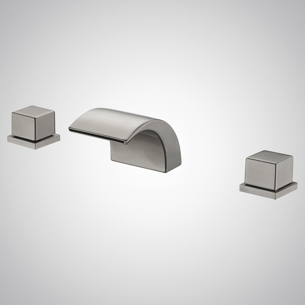 Fontana Casina Dual Handle Deck Mounted Brushed Nickel Waterfall Faucet