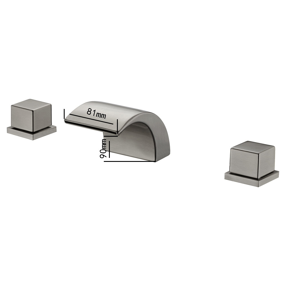Fontana Casina Dual Handle Deck Mounted Brushed Nickel Waterfall Faucet