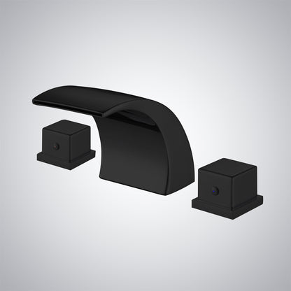 Fontana Casina Dual Handle Deck Mounted Matte Black Waterfall Faucet