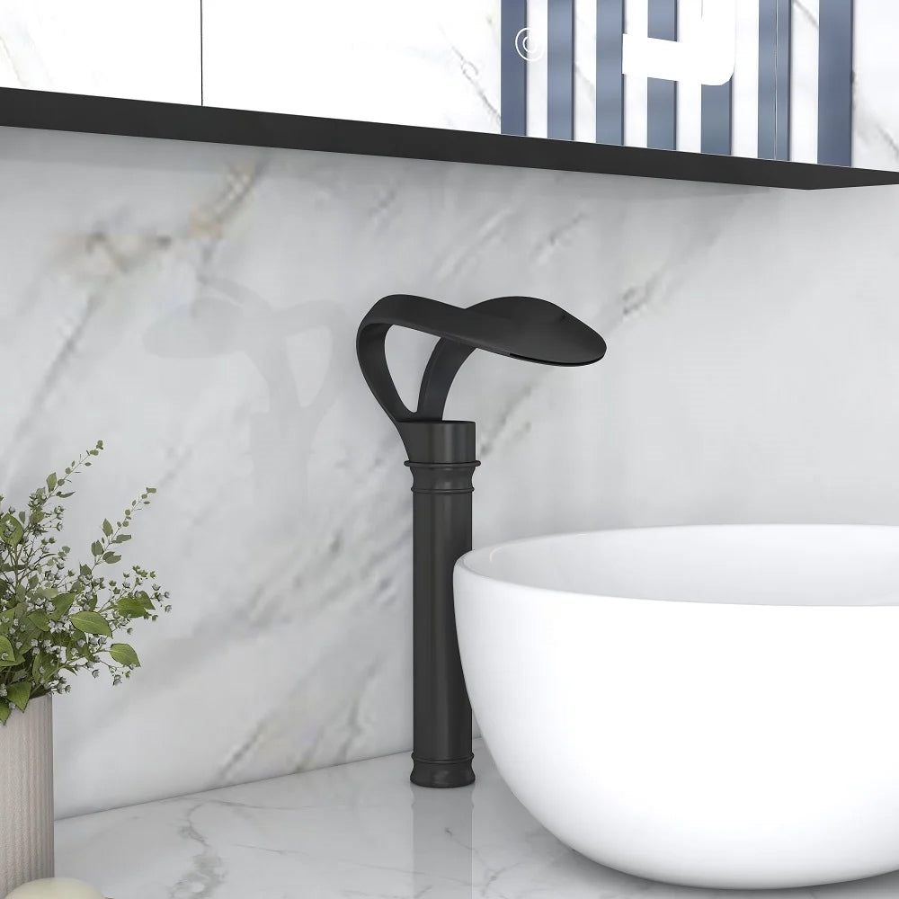 Fontana Castres 1.2 GPM Touchless Waterfall Vessel Black Faucet