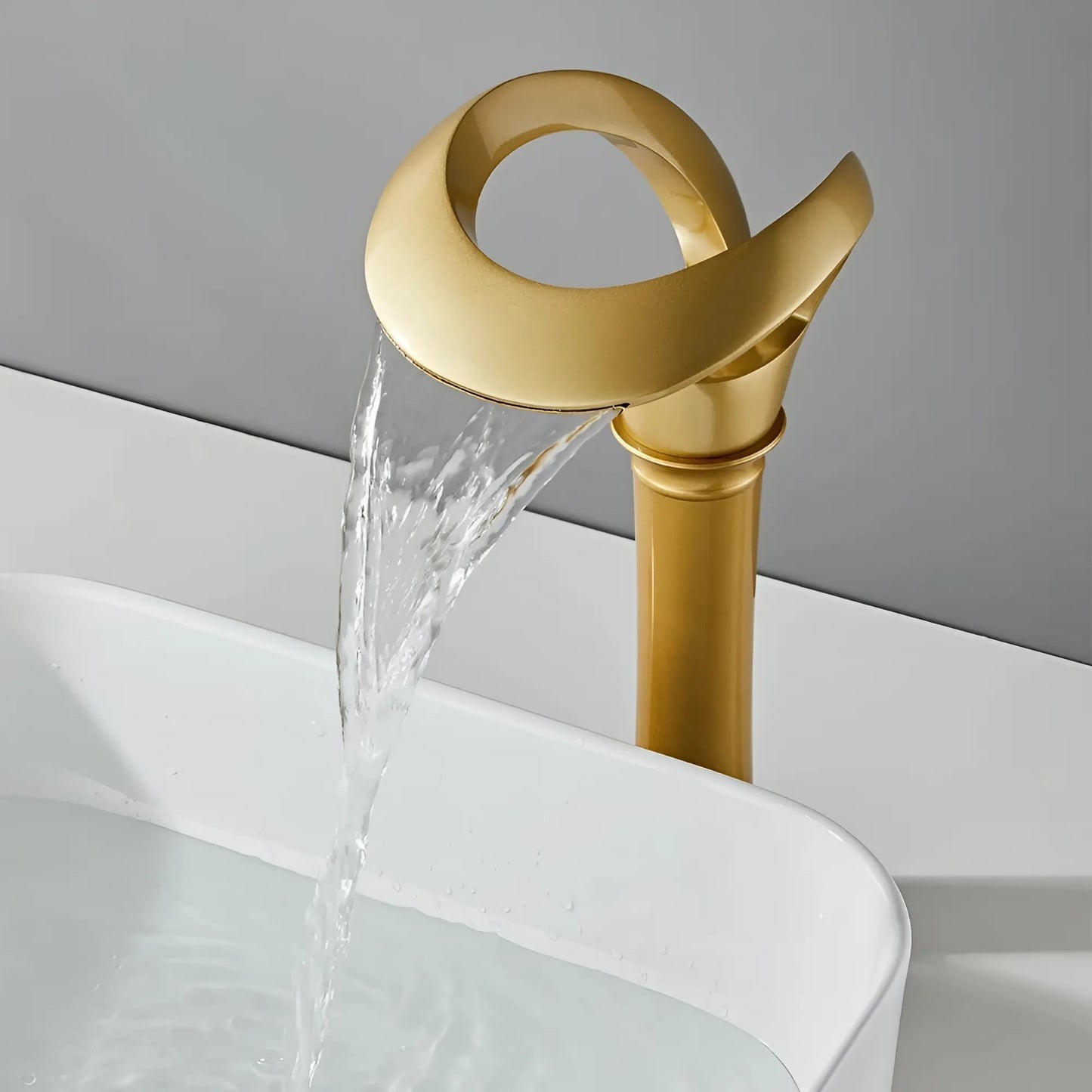 Fontana Castres 1.2 GPM Touchless Waterfall Vessel Gold Faucet
