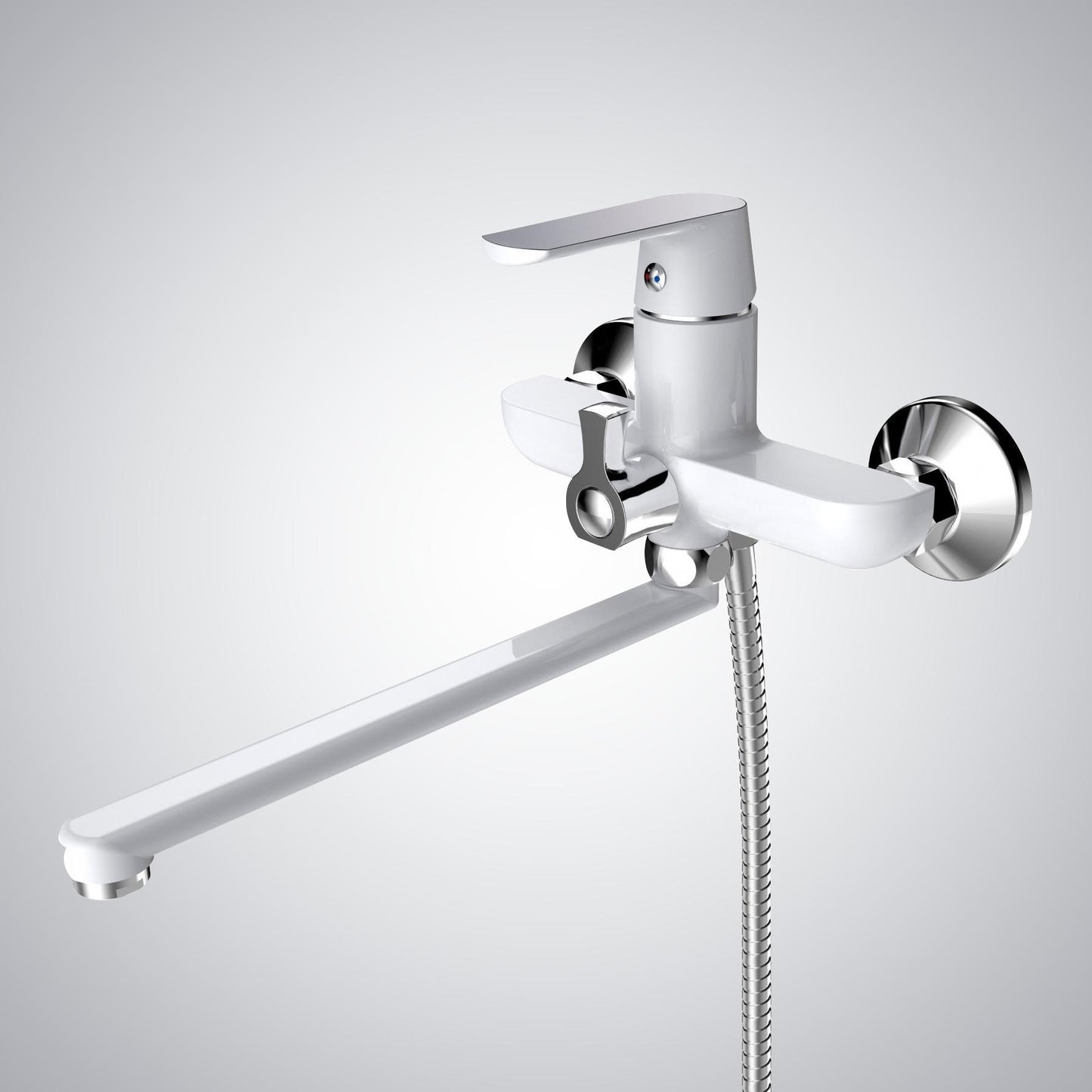 Fontana Chambord Single Handle Wall Mounted White Faucet and Hand Shower Set