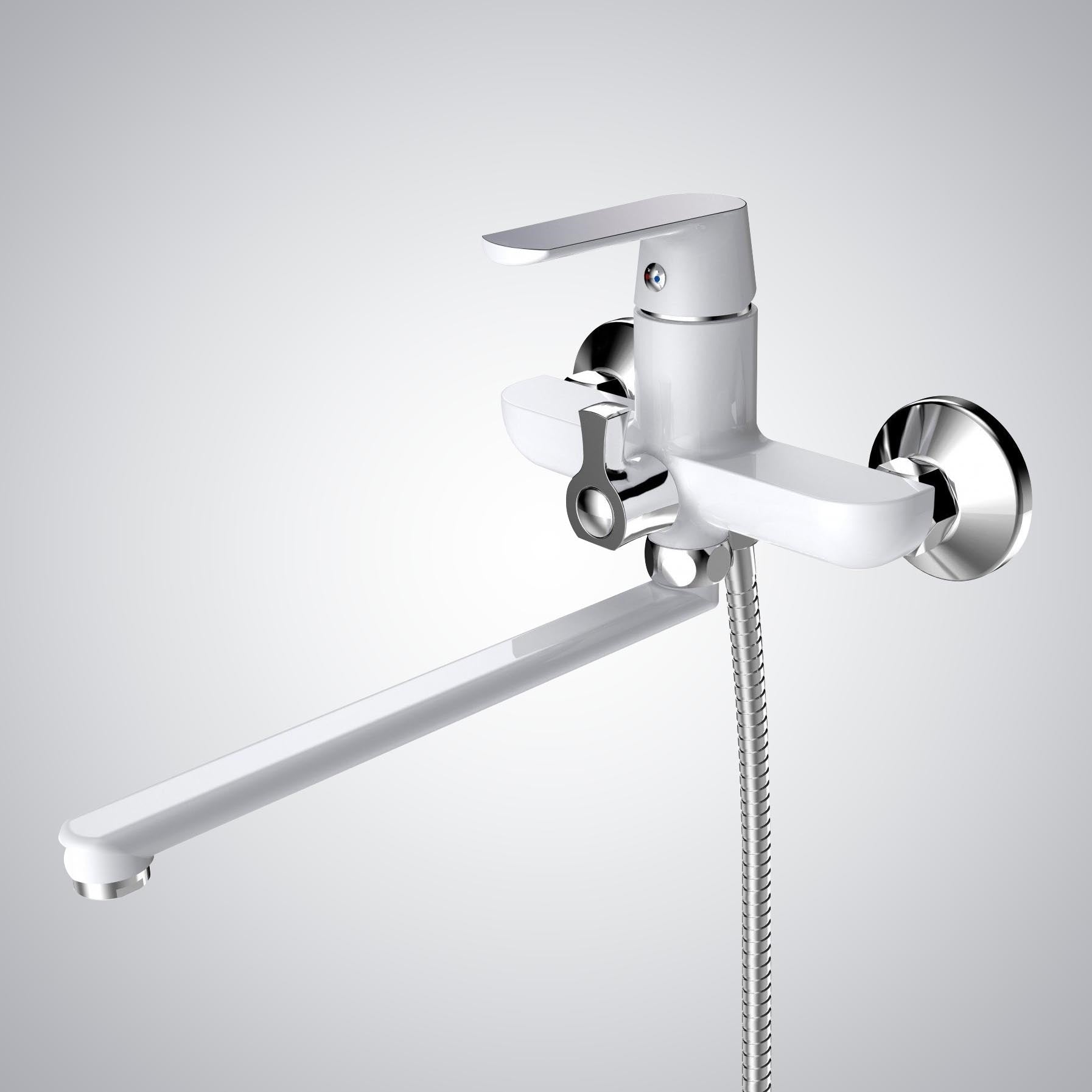 Fontana Chambord Single Handle Wall Mounted White Faucet and Hand Shower Set