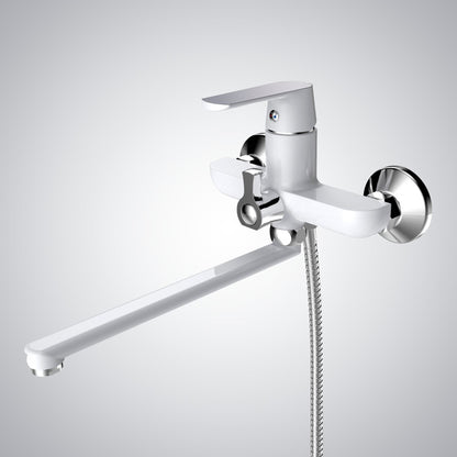 Fontana Chambord Single Handle Wall Mounted White Faucet and Hand Shower Set