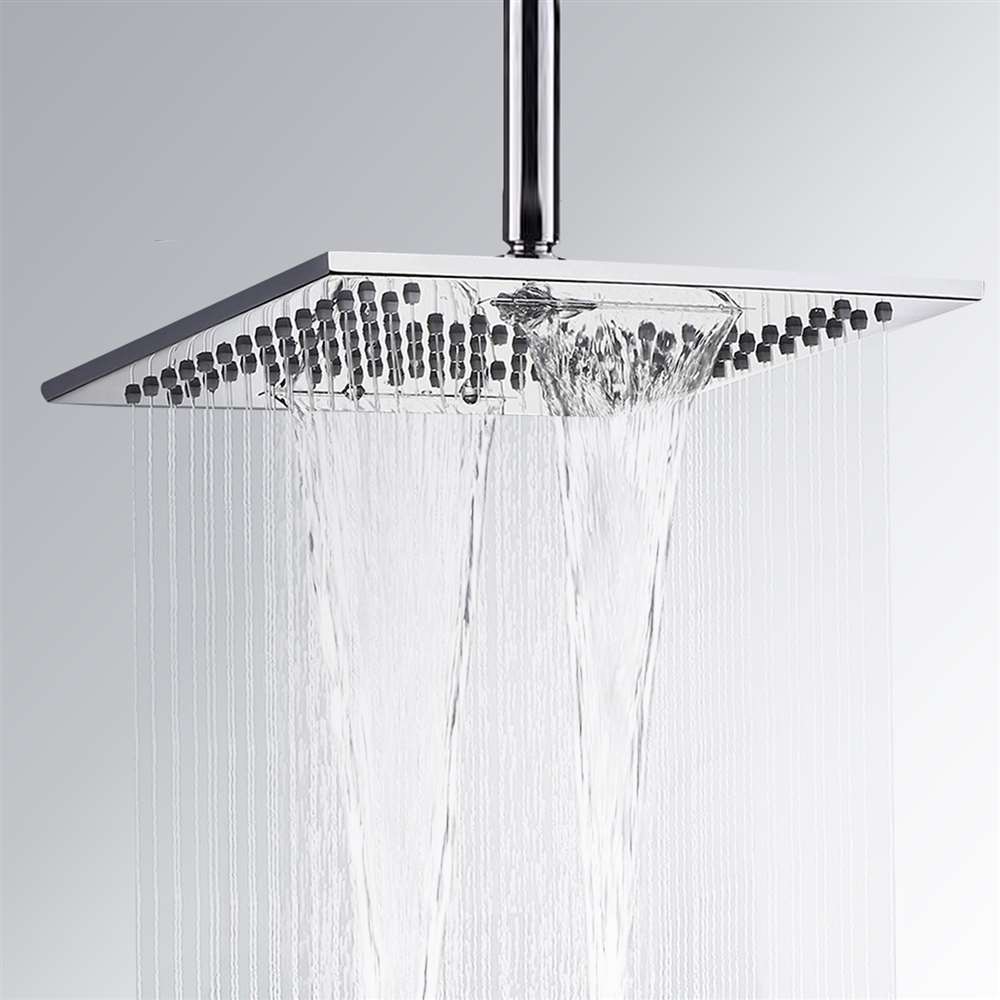 Fontana Cholet 10" Waterfall and Rainfall Function Solid Brass Chrome Shower Head