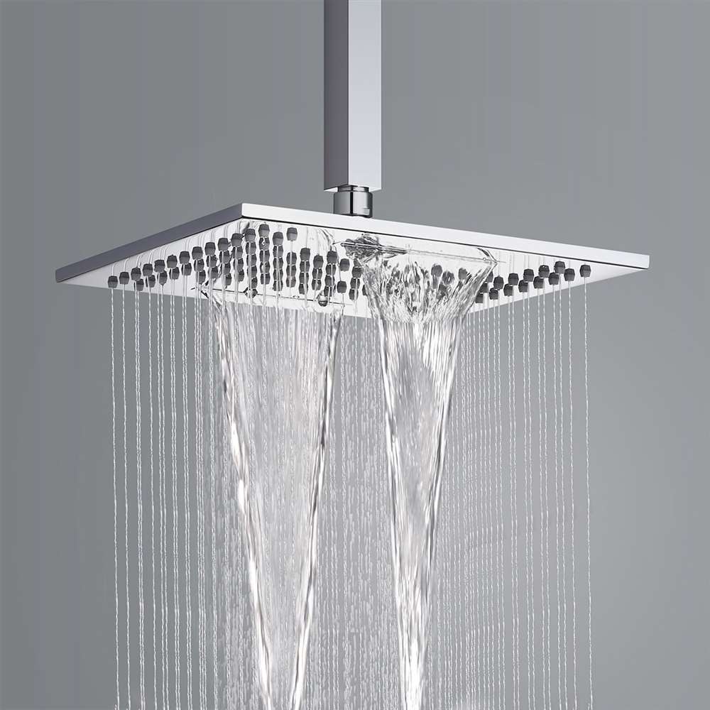 Fontana Cholet 10" Waterfall and Rainfall Function Solid Brass Chrome Shower Head