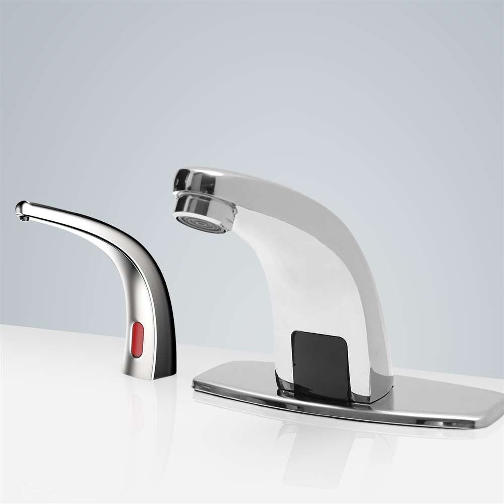 Fontana Cholet High Quality Motion Sensor Chrome Faucet and Automatic Liquid Soap Dispenser