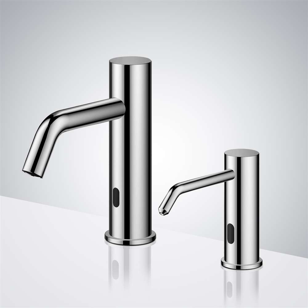 Fontana Chrome Commercial Touchless Sensor Faucet & Touchless Soap Dispenser
