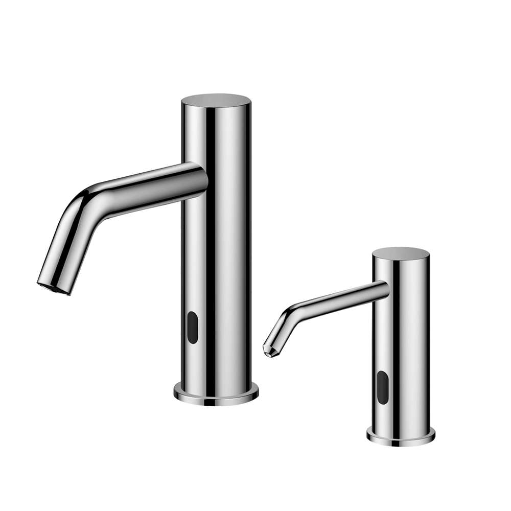 Fontana Chrome Commercial Touchless Sensor Faucet & Touchless Soap Dispenser