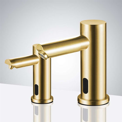 Fontana Commercial Automatic Dual Touchless Sensor Brushed Gold Faucet and Soap Dispenser