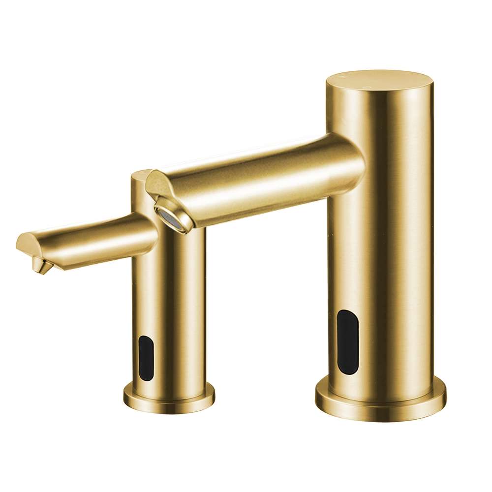 Fontana Commercial Automatic Dual Touchless Sensor Brushed Gold Faucet and Soap Dispenser