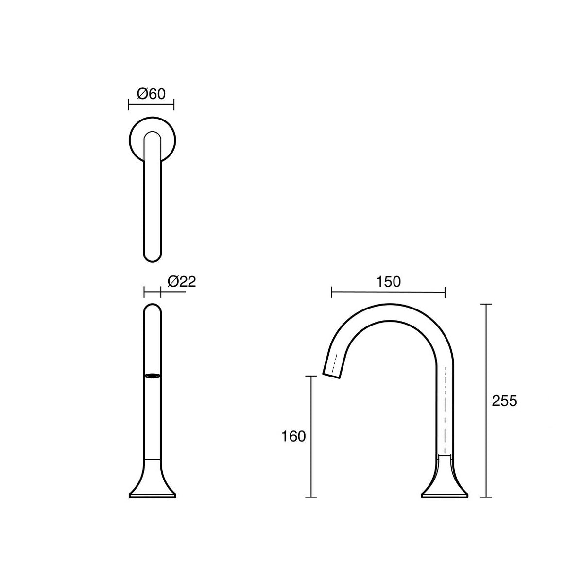 Fontana Corte Single Hole Touchless Brass Polished Gold Faucet
